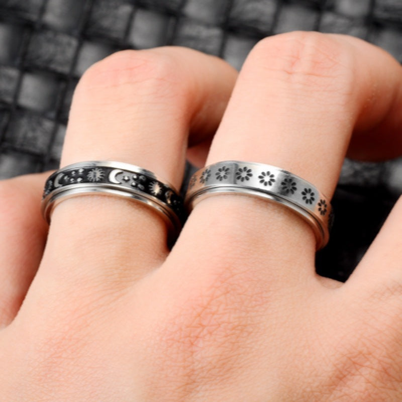 Stainless Steel Rotatable Spinner Ring for Anxiety Relief