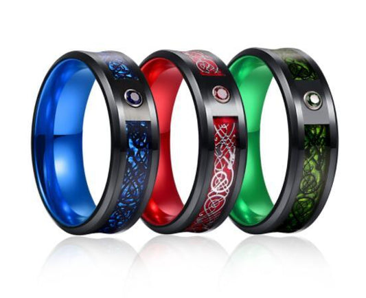 Striking Celtic Dragon Tungsten Carbide Ring