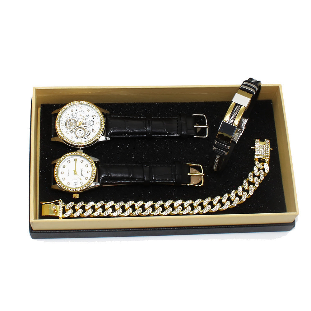 Stylish Couple's Watch & Bracelet Gift Set