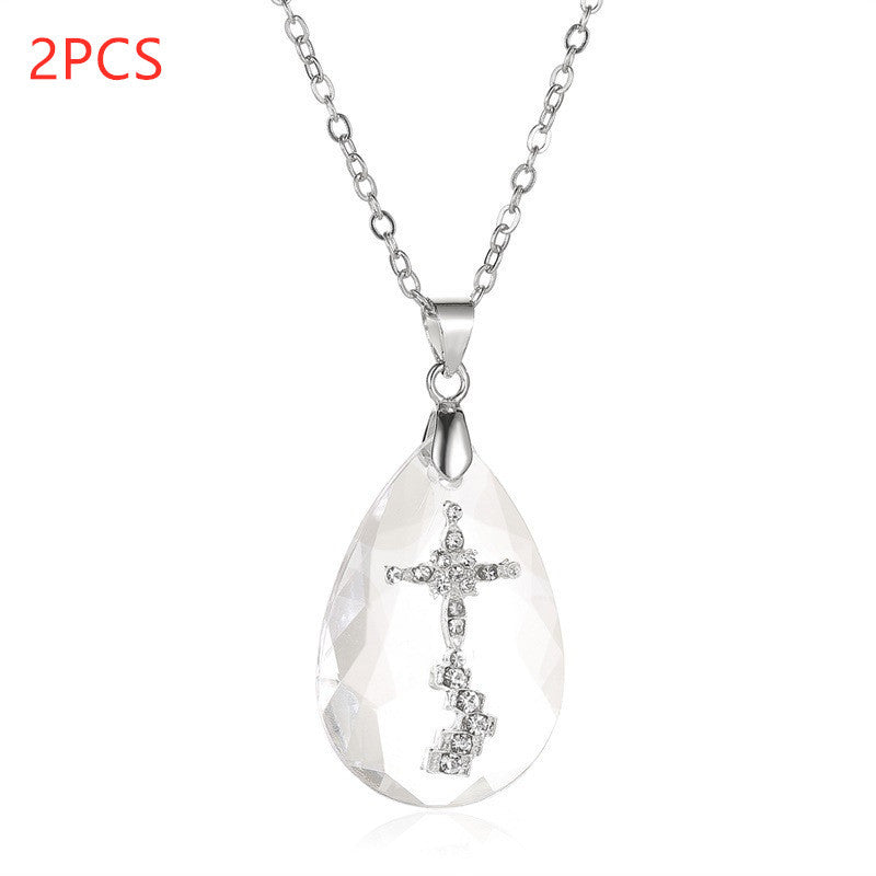 Simple Wild Cross Drop Pendant Necklace