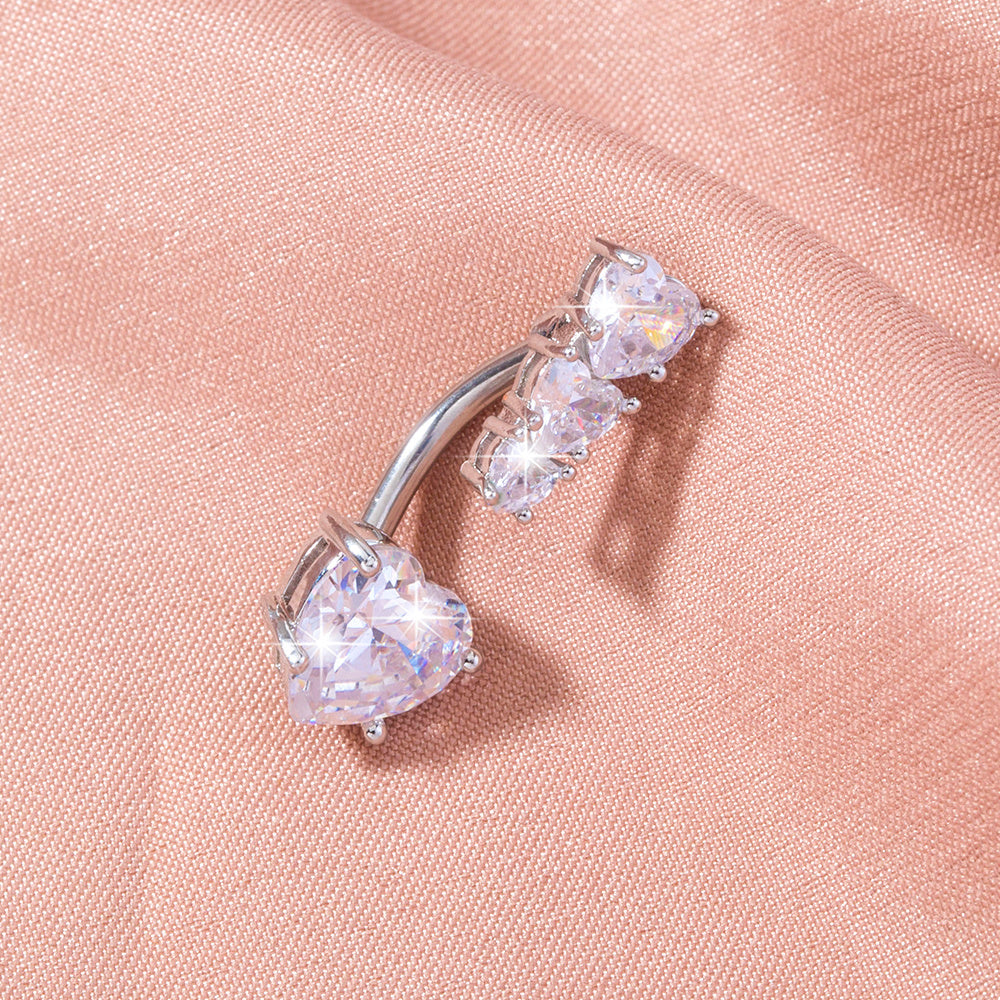 Stainless Steel Heart-to-Heart Navel Pin