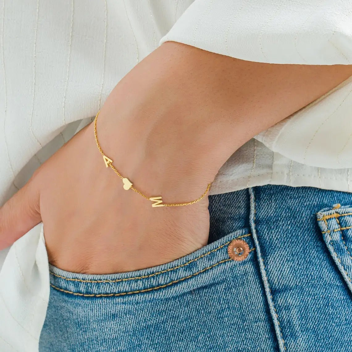 Custom Initial Heart Bracelet