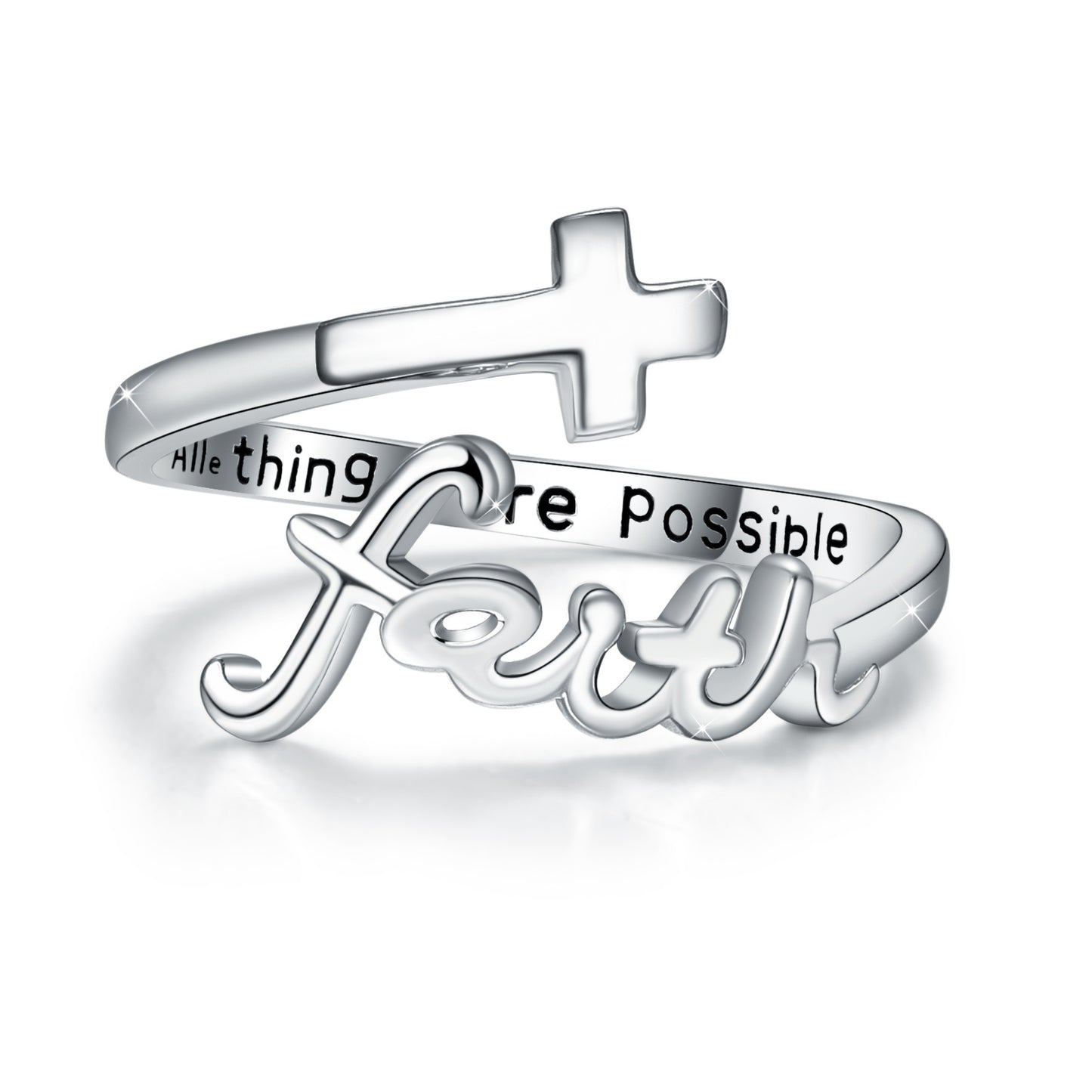 Faithful Promise Adjustable Sterling Silver Cross Ring