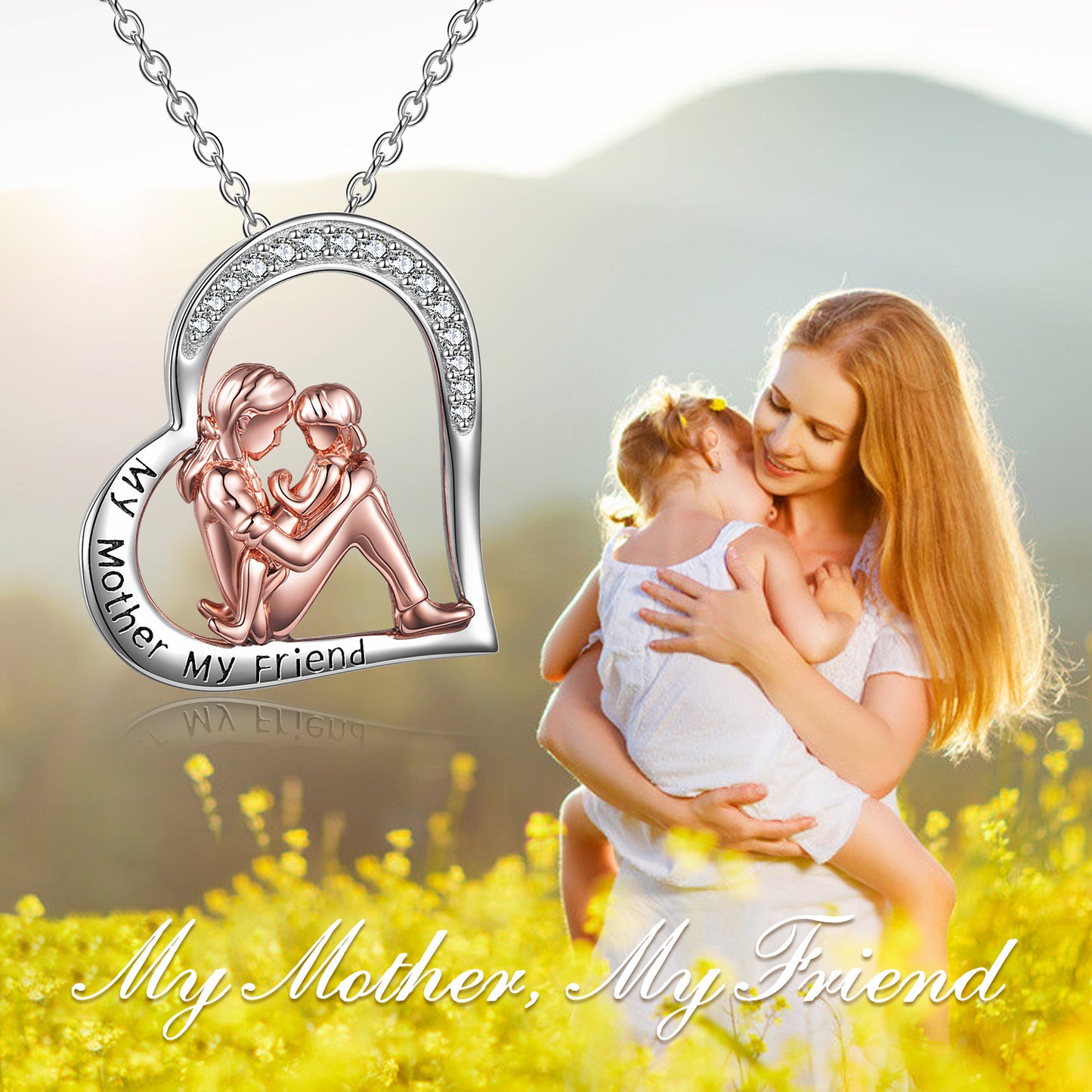 Eternal Bond Mother Daughter Necklace 925 Sterling Silver
