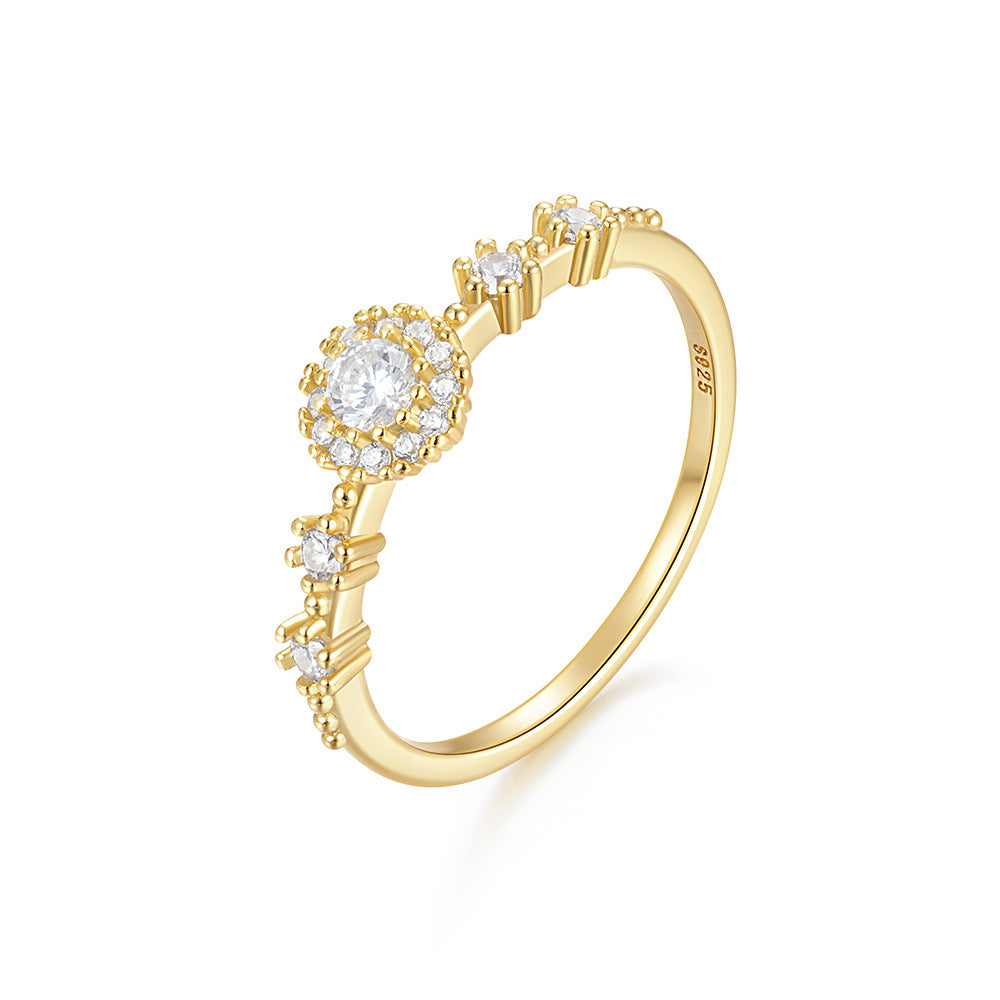 Exquisite Floral Rhinestone 925 Silver Proposal Ring