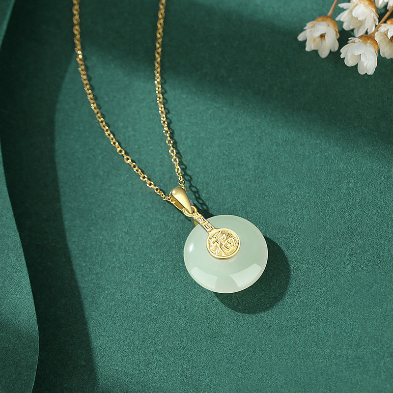 Nafu Peace Buckle Hetian Jade Necklace