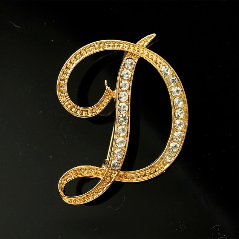 26 English Alphabet Brooch with Diamonds