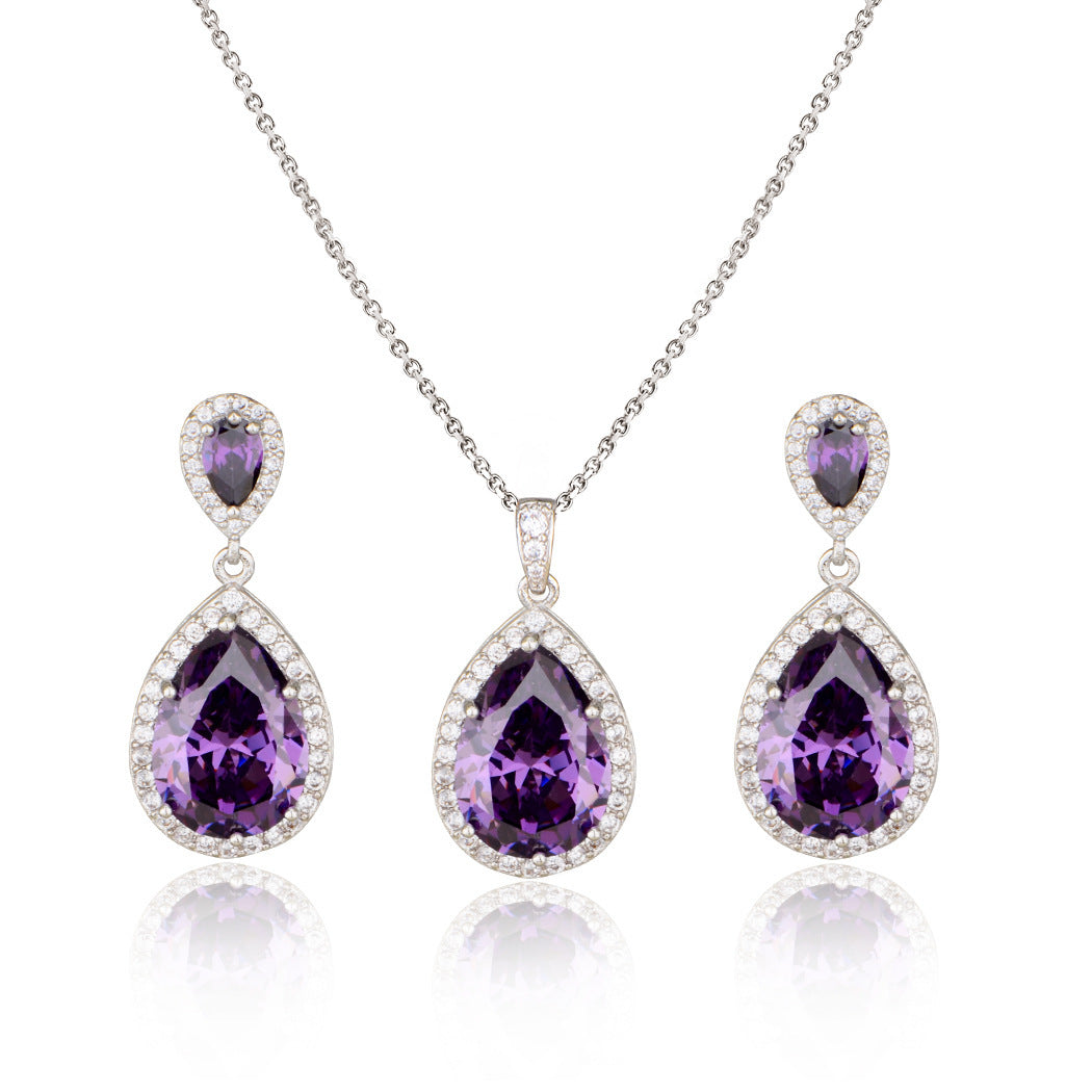 Graceful Zircon Water Drop Bridal Jewelry Set