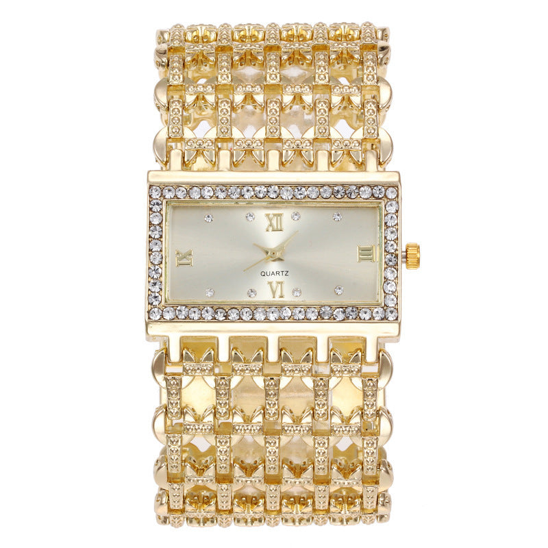 Dazzling Square Rhinestone Steel Watch