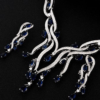 Dazzling New Crystal Zircon Tassel Pendant Jewelry Set