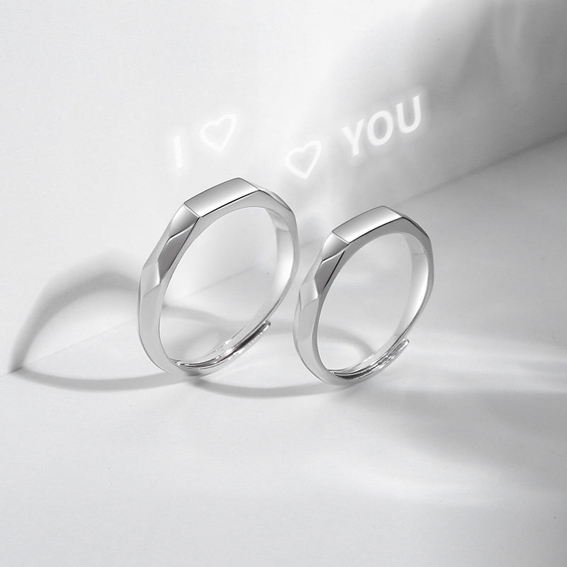 Adjustable Sterling Silver Light Projection Couple Rings
