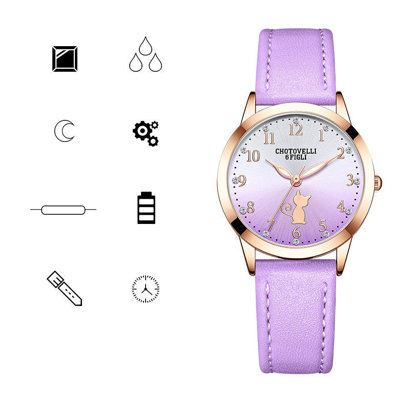 Kids' Rhinestone & Leather Quartz Watch