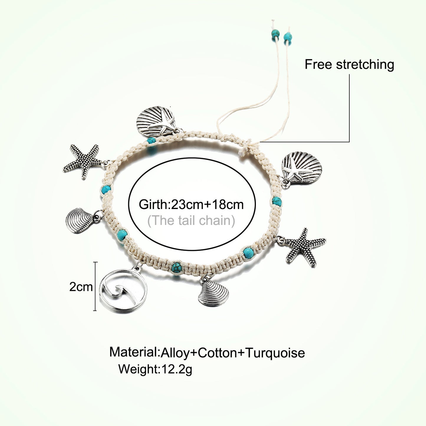 Simplicity Green Blue Color Starfish Anklet