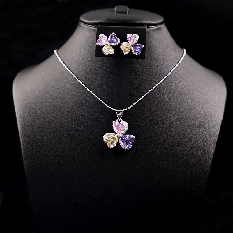 Dazzling Clover Zircon Diamond Jewelry Set for Women