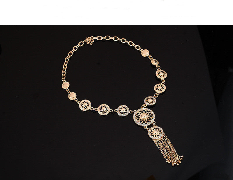 Gold-Plated Hollow Carved Necklace & Earrings Set