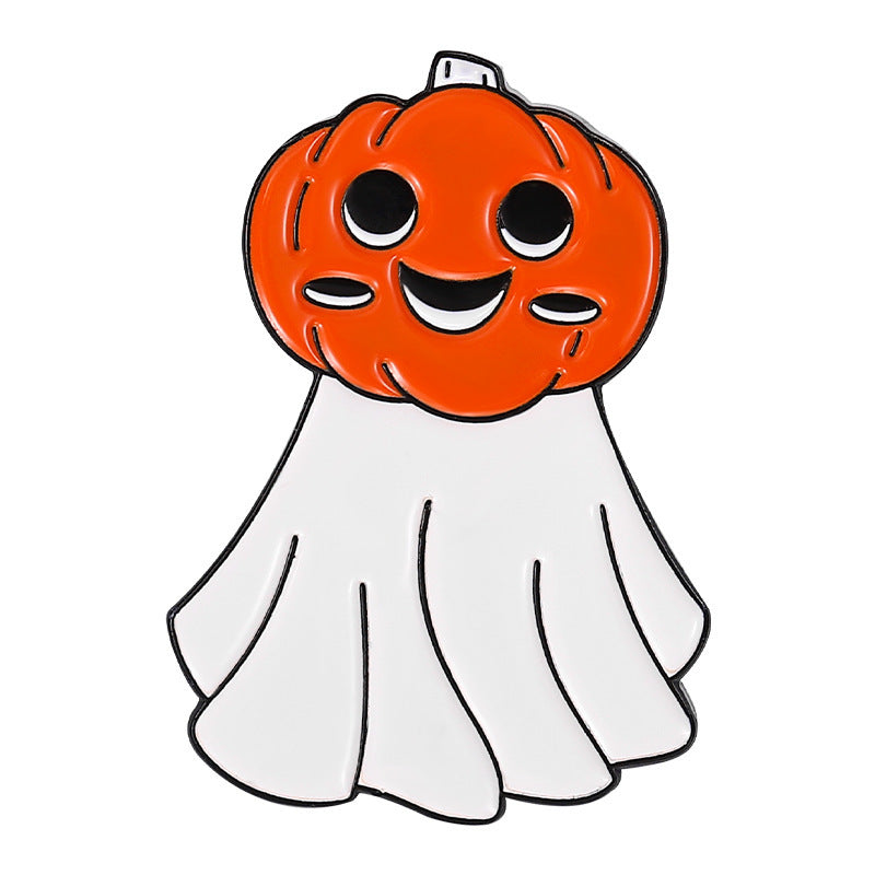 Creative Halloween Pumpkin Head Ghost Brooch