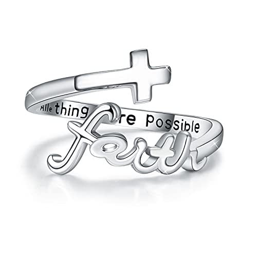 Faithful Promise Adjustable Sterling Silver Cross Ring
