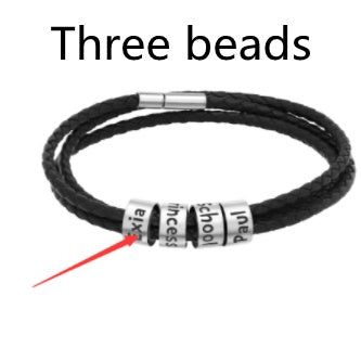 Personalized Braided Leather Name Bracelet for Men