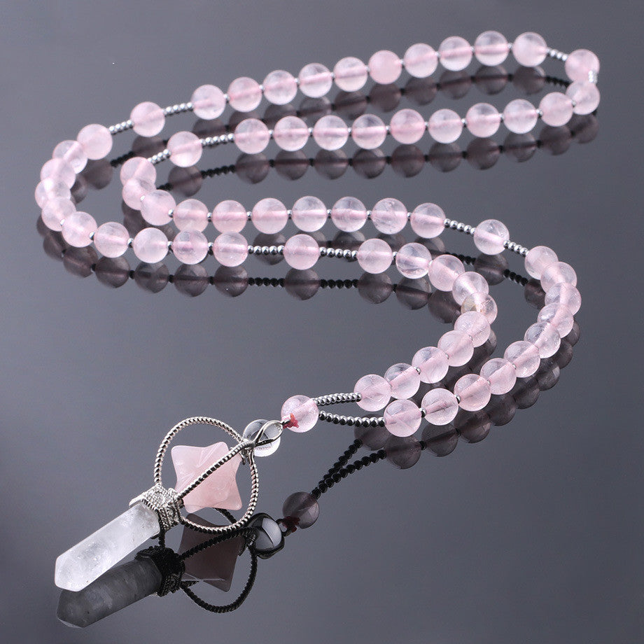 Natural Crystal Column Pendant Necklace - Unisex Stone Healing Jewelry