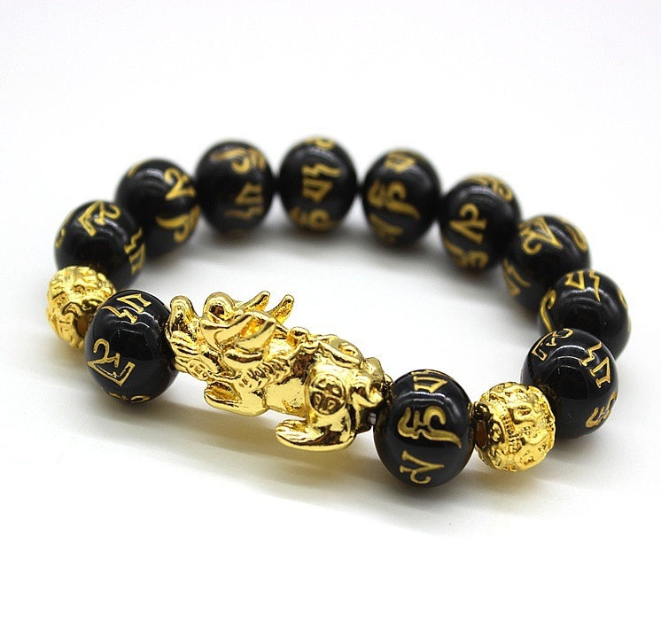Natural Obsidian Pixiu Bracelet