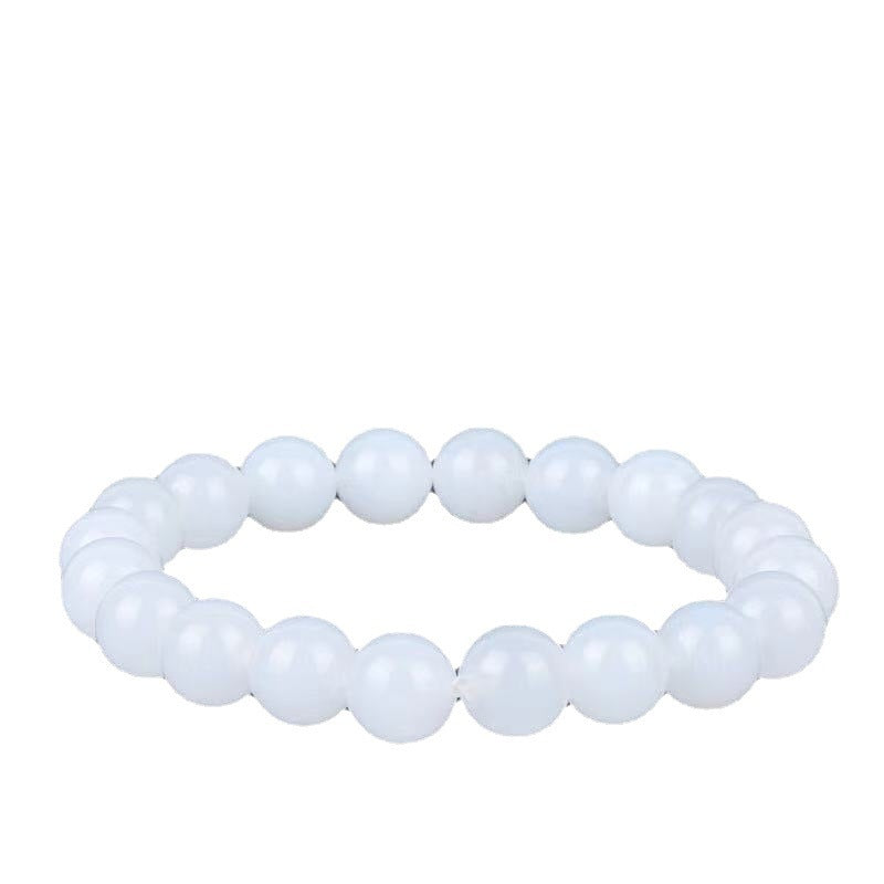 White Jade Fat Round Bead Bracelet