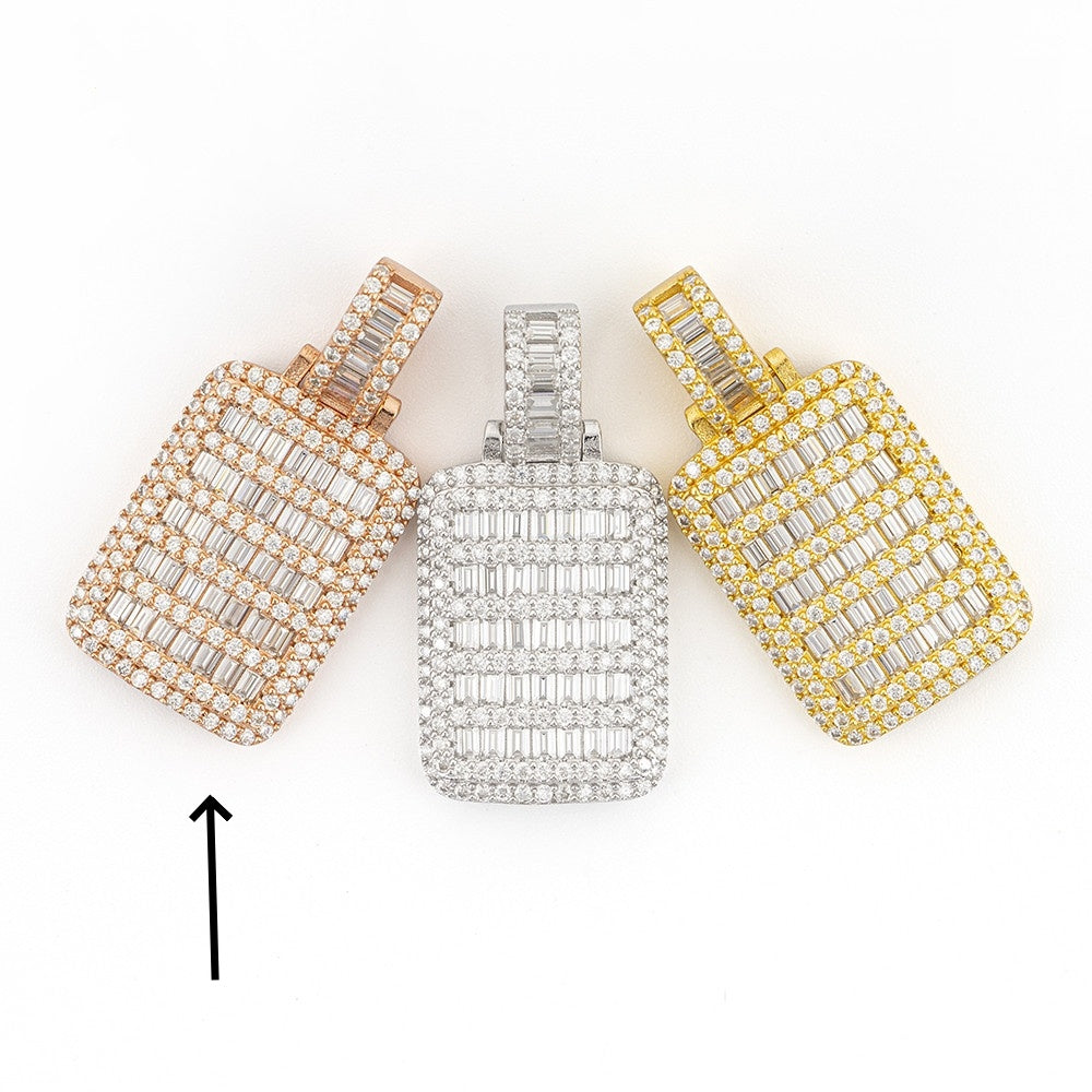 Hip Hop Iced Out Moissanite Rectangle Pendant
