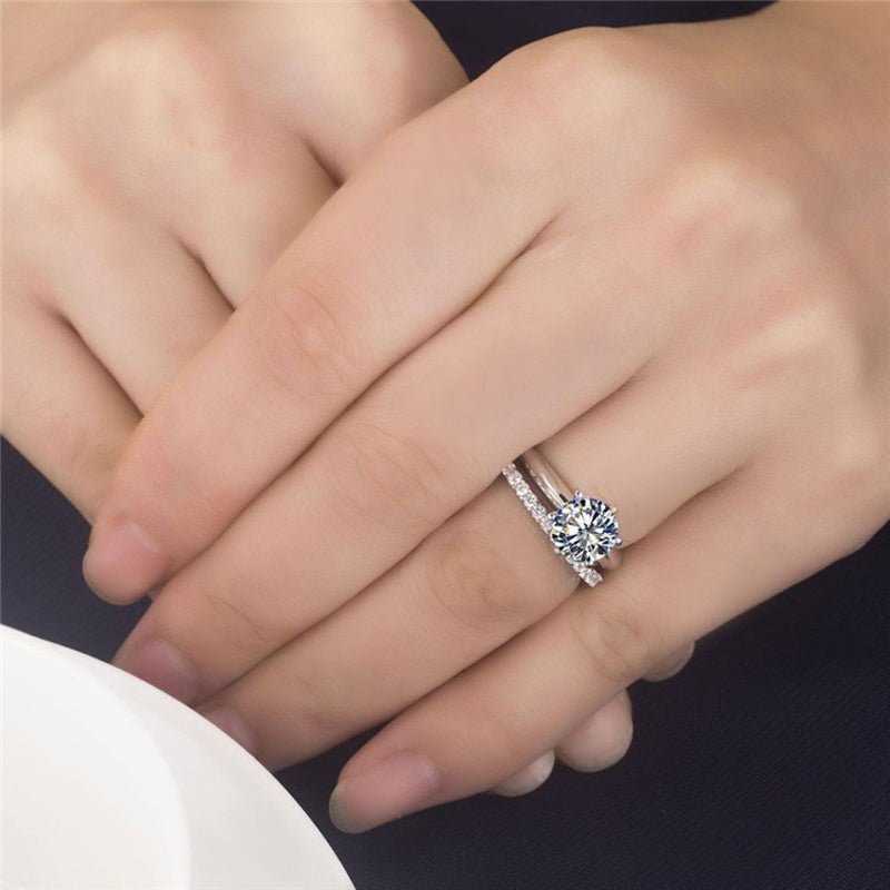 Gold-Plated Six-Claw Moissanite Ring
