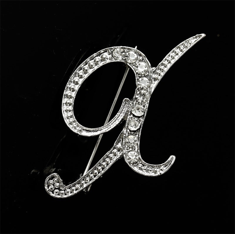 26 English Alphabet Brooch with Diamonds