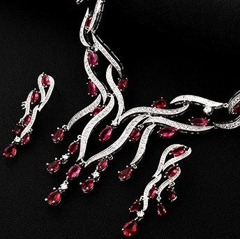 Dazzling New Crystal Zircon Tassel Pendant Jewelry Set