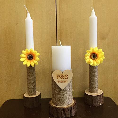 Rustic Wooden Wedding Candle Holder Set