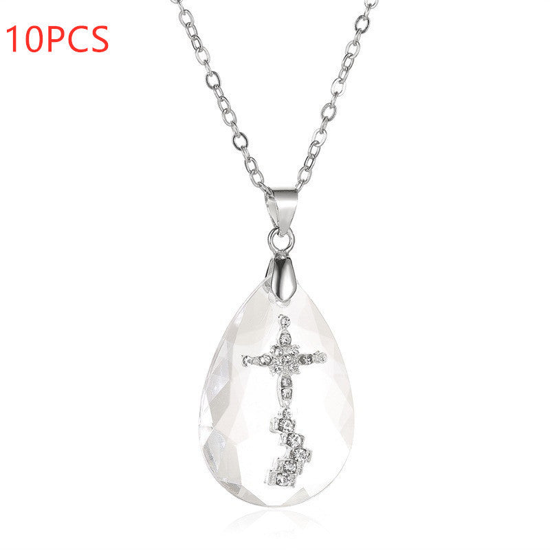 Simple Wild Cross Drop Pendant Necklace