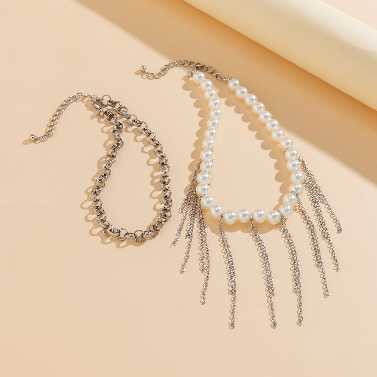 Multilayer Imitation Pearl Tassel Necklace