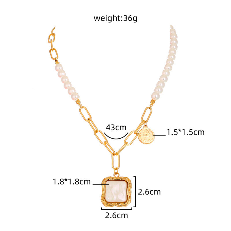 Faux Baroque Pearl Necklace - Gold Plated Resin & Zinc Alloy