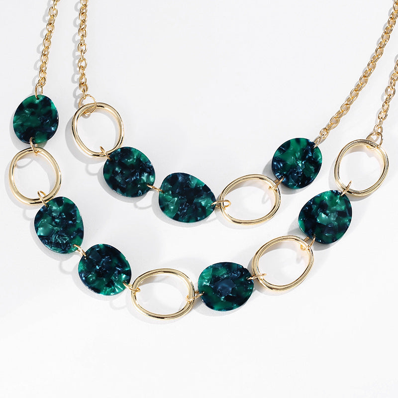Chic Geometric Circle Multilayer Necklace