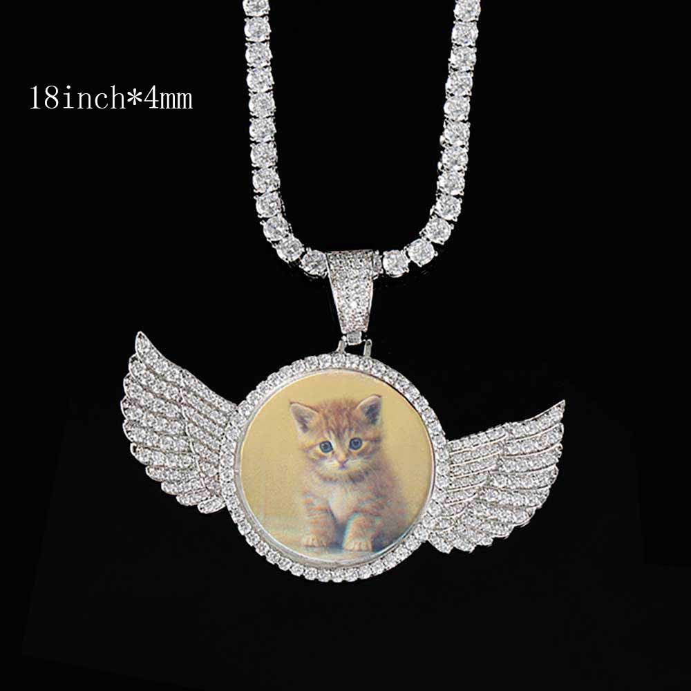 Custom Angel Wings Photo Medallion Necklace