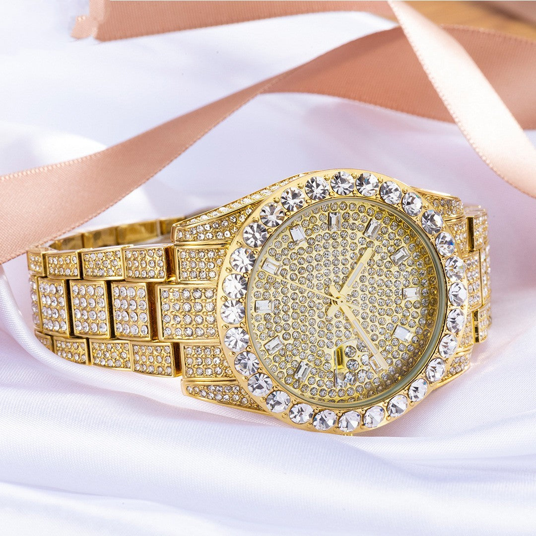 Luxurious Large Dial Full Diamond Watch