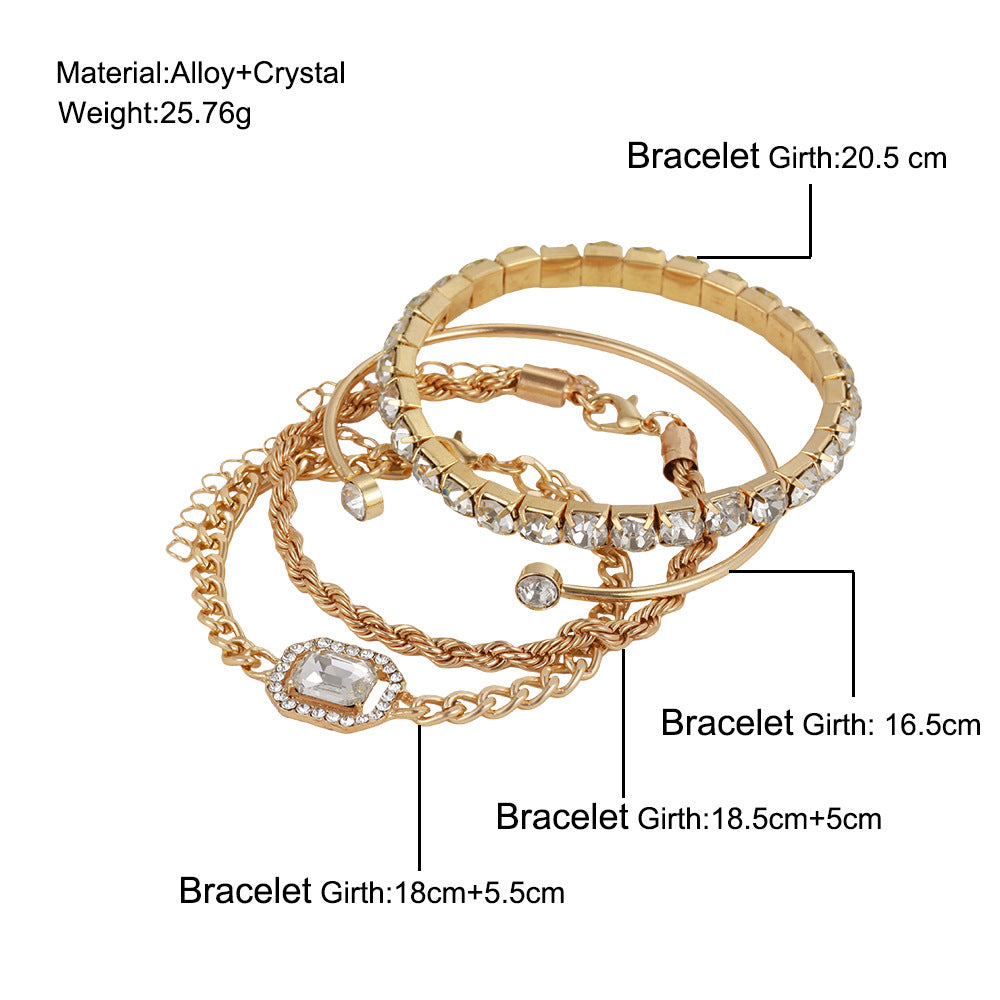 Bohemian Crystal Twisted Cuff Bracelet Set