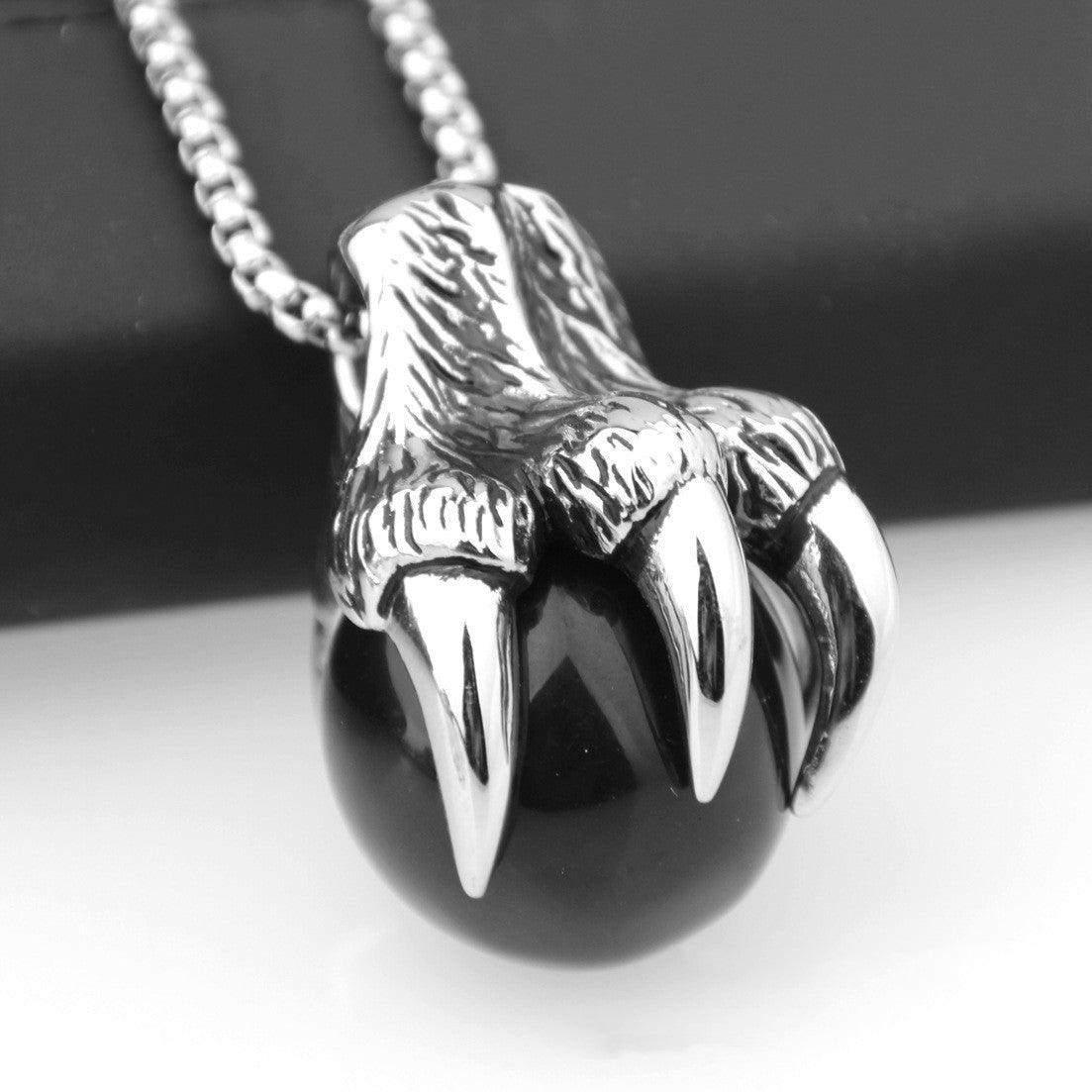 Striking Claw Holding Ball Pendant Necklace