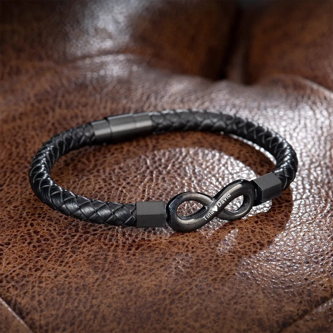 Infinity Love Leather Bracelet for Him