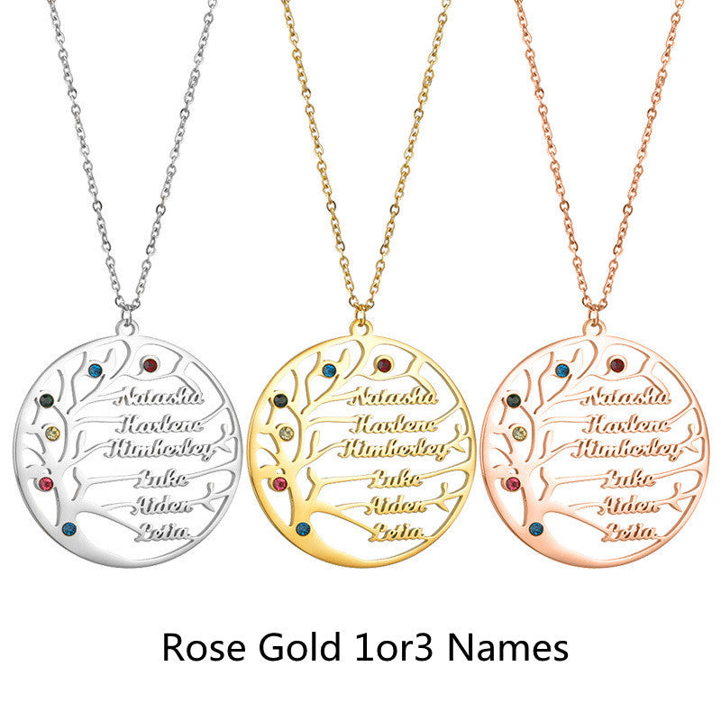 Personalized Golden Tree of Life Name Necklace