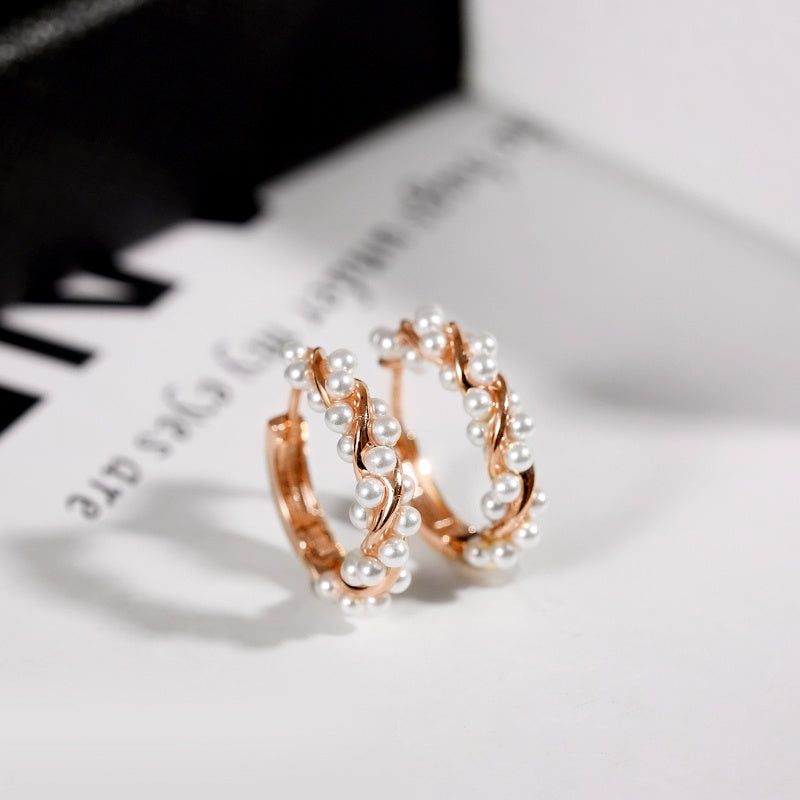 Women's Luxury Rice Pearl Hoop Earrings
