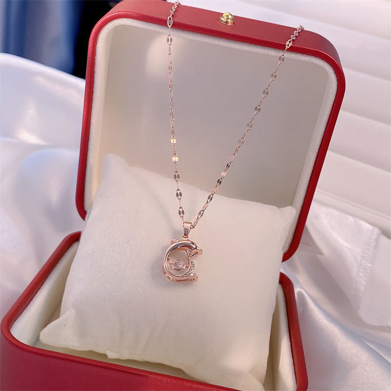 Titanium Steel Perfume Bottle Pendant Necklace - Trendy Zircon Charm