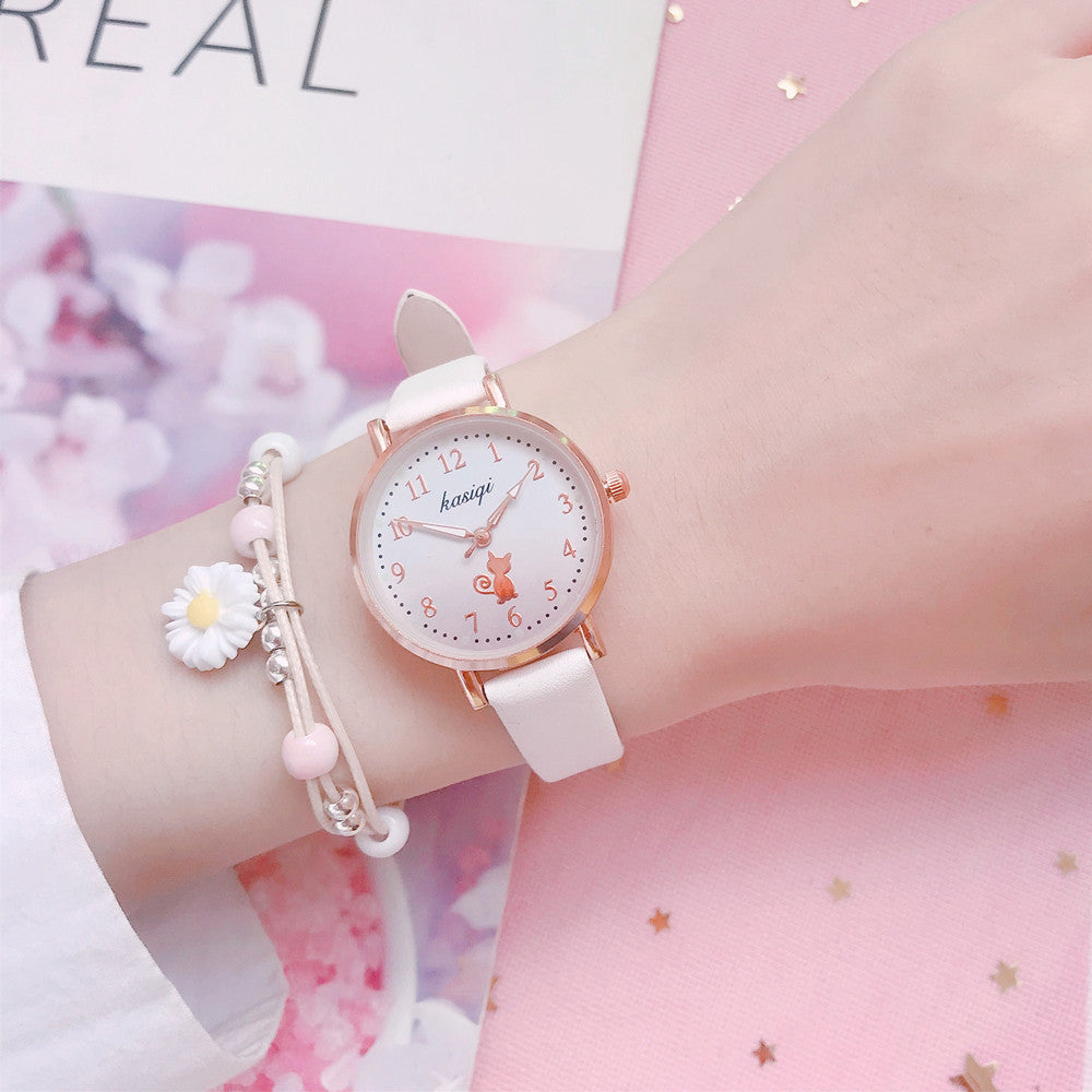 Minimalist Cat Design Analog Wristwatch Set