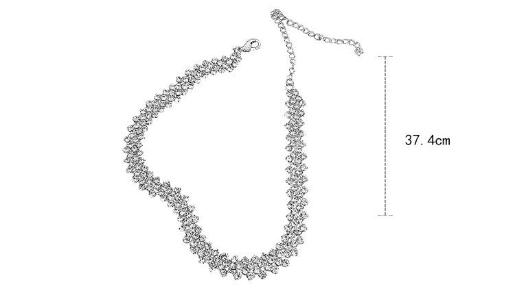 Dazzling Full Rhinestone Clavicle Chain Necklace