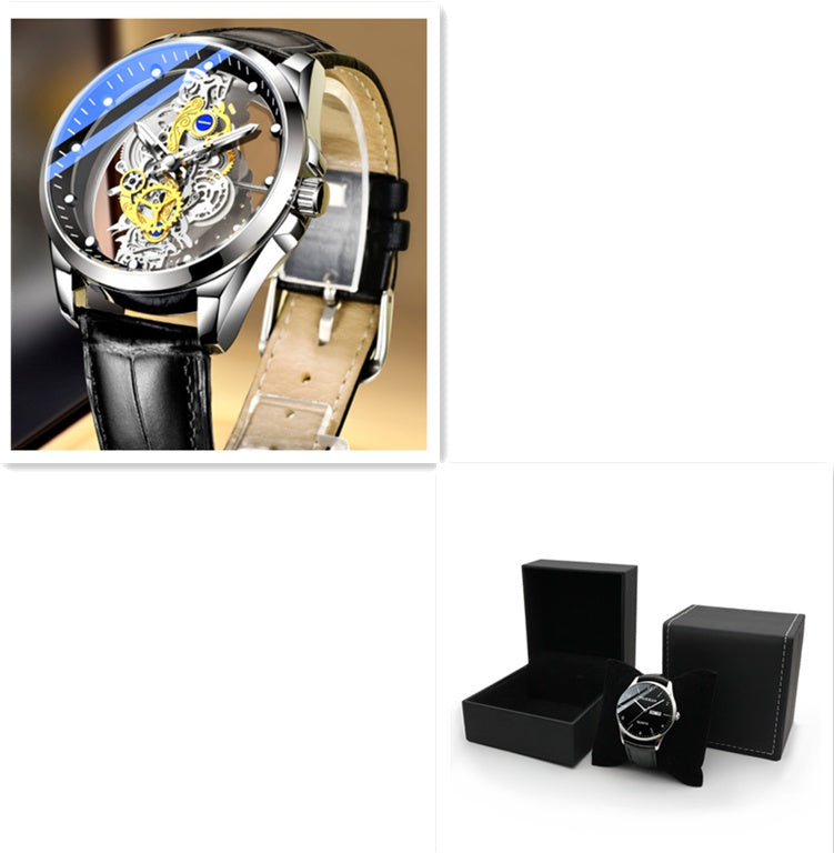 Men's Gold Skeleton Vintage Automatic Quartz Watch