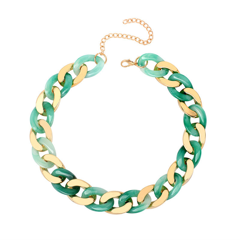 Trendy Cold Wind Resin Stacked Clavicle Chain