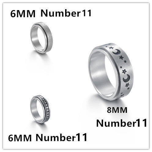 Rotatable Titanium Steel Star and Moon Ring
