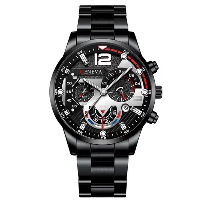Men's Business Quartz Watch & Bracelet Set