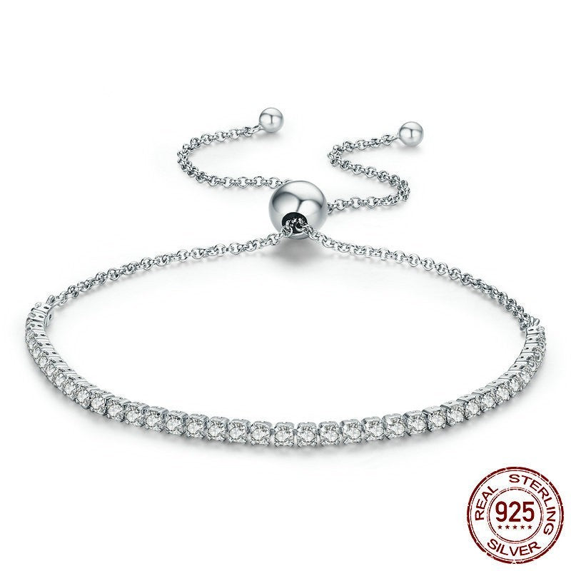 Adjustable Tennis Bracelet 925 Sterling Silver 5A Cubic Zirconia