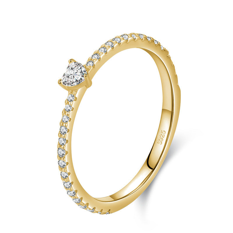 Heart-Shaped Simulated Diamond Sterling Silver Ring
